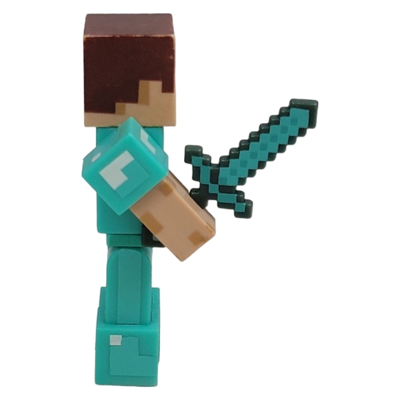 Minecraft Overworld Steve w Diamond Armor 2.5" Figure Series 2 Fully Articulated - Picture 5 of 6